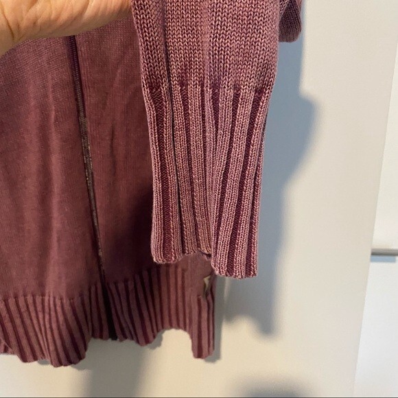 Woolrich Sweater Jacket Purple Wineberry Ribbed Zip Up Collared Ramie Medium - Picture 4 of 9